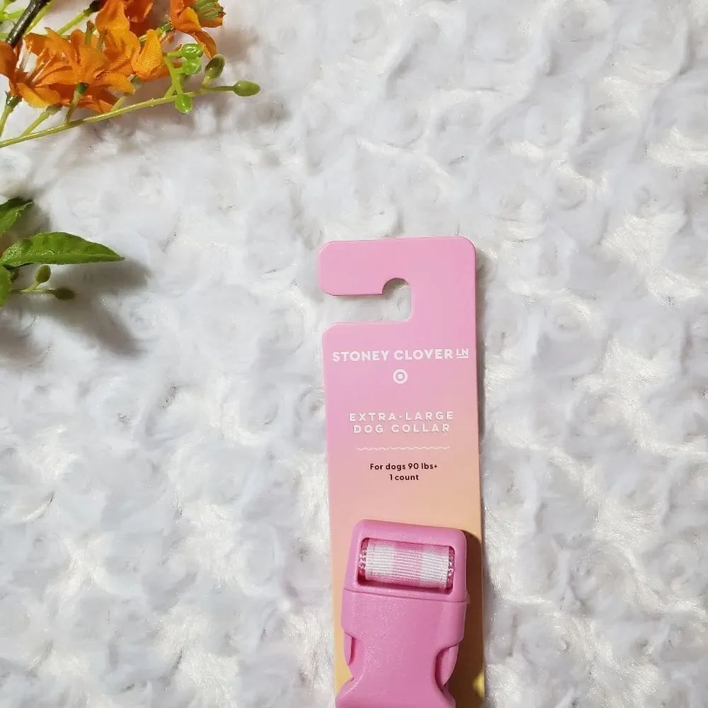 Stoney Clover Lane x Target light pink and white plaid extra large dog collar
